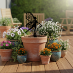 Fairy with Basket Silhouette Garden Stake
