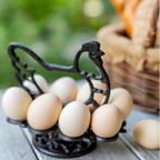 Cast Iron Rooster Egg Holder Stand