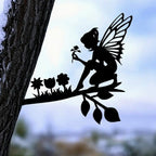 Blossom Keeper Fairy Metal Silhouette Wall Art