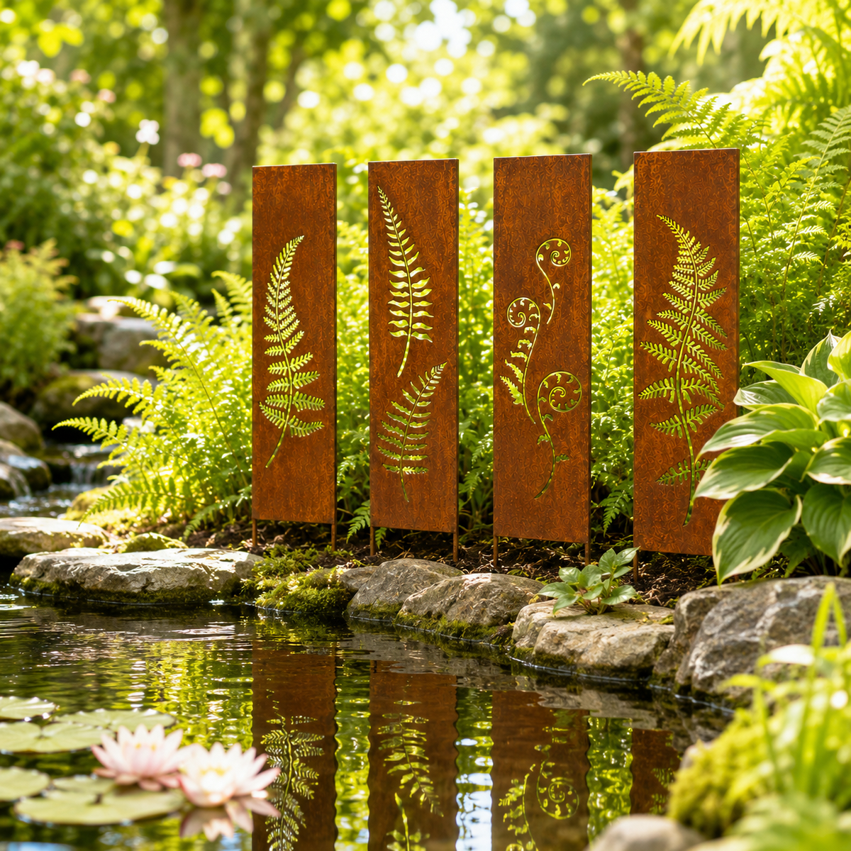 Fern Leaf Metal Garden Border Stakes