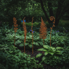 Rusty Metal Fern Silhouette Garden Stakes