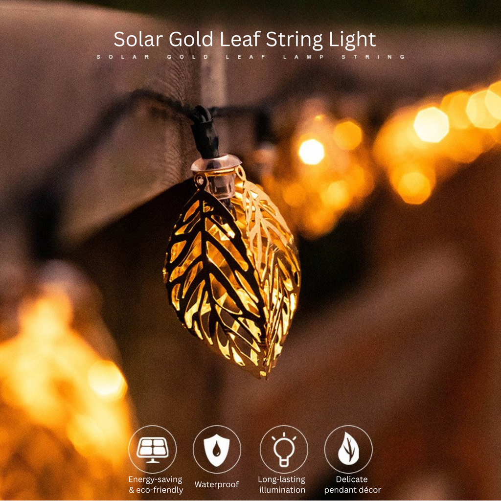 Solar Golden Leaf String Lights