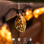Solar Golden Leaf String Lights