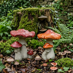 Mushroom Toadstool Garden Ornament Resin Fairy Woodland Decor Red Orange 18cm
