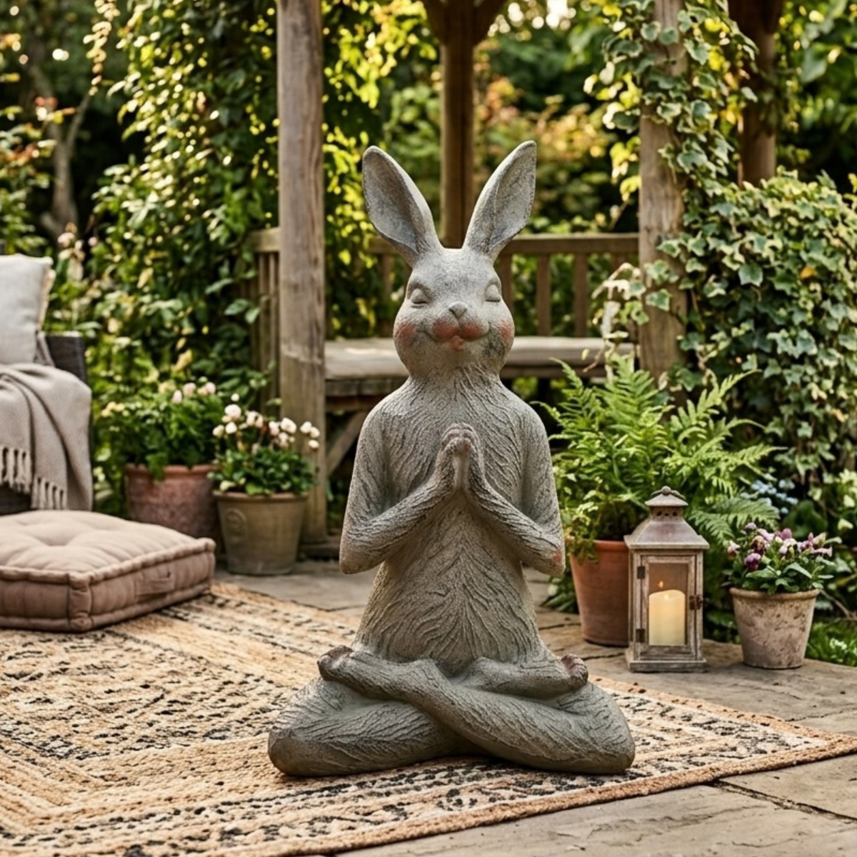 Namaste Yoga Rabbit Statue