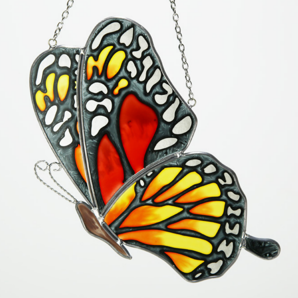 Stained Glass Butterfly Suncatcher, Orange Red