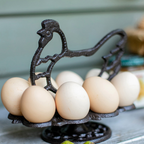 Cast Iron Rooster Egg Holder Stand