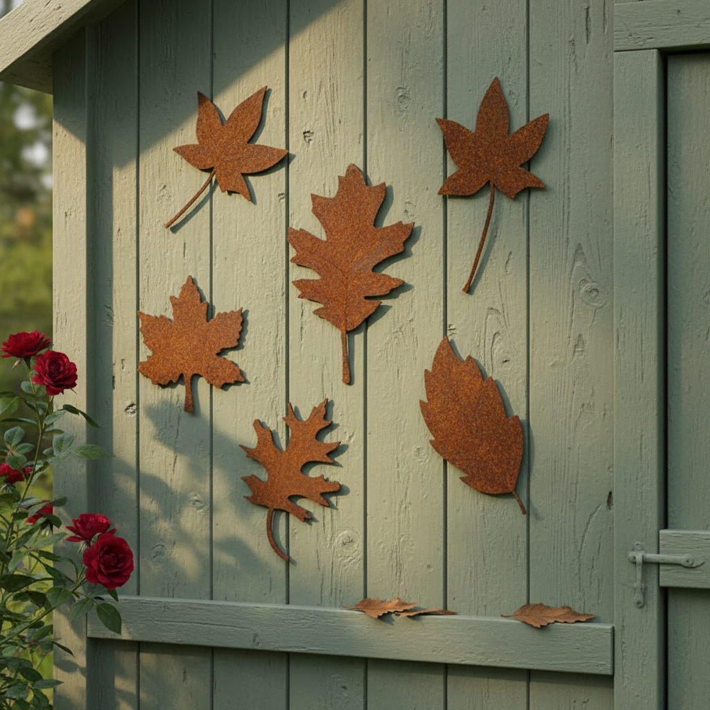 Rusty Metal Autumn Leaf Decorations