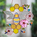 Honeycomb Bee Stained Glass Suncatcher