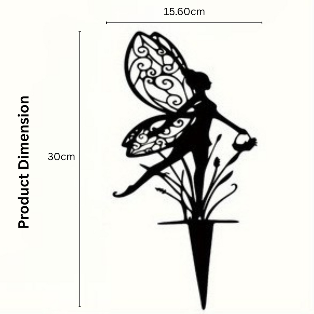Fairy with Basket Silhouette Garden Stake