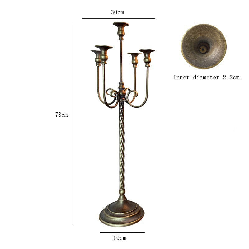 Antique Brass Effect Five Arm Floor Candelabra