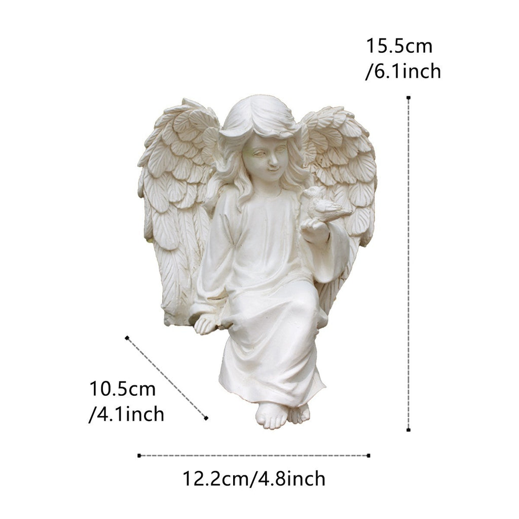 Guardian Angel Garden Statue with Bird – Memorial Resin Ornament Indoor Outdoor