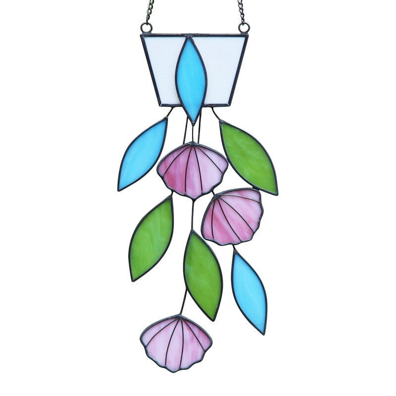 Stained Glass Pink Spring Flower Suncatcher