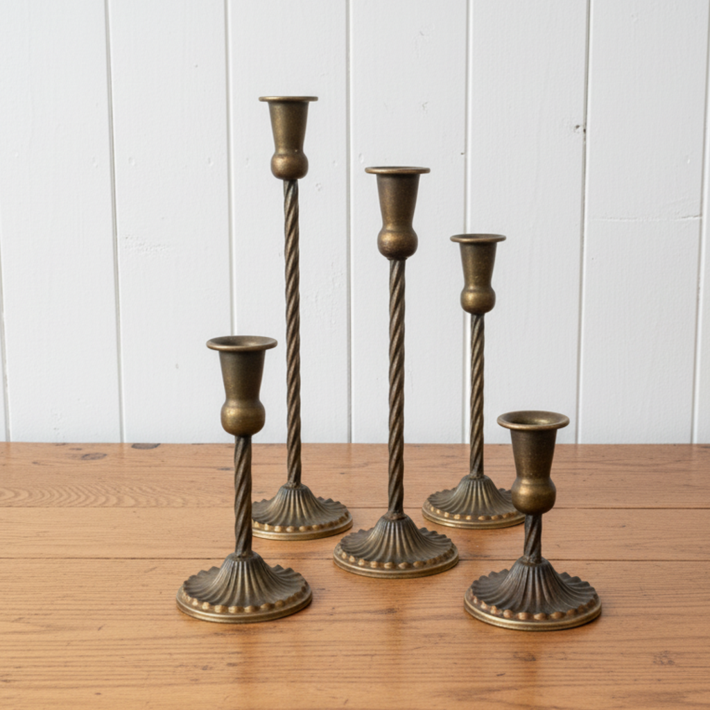 Vintage Style Taper Candlestick Holder Set
