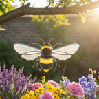 Stained Glass Bee Suncatcher - Black Frame
