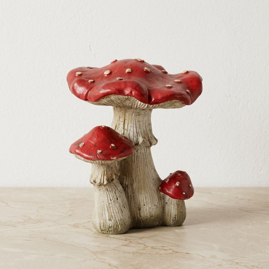 Mushroom Toadstool Garden Ornament Resin Fairy Woodland Decor Red Orange 18cm