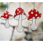 Stained Glass Red Mushroom Suncatchers