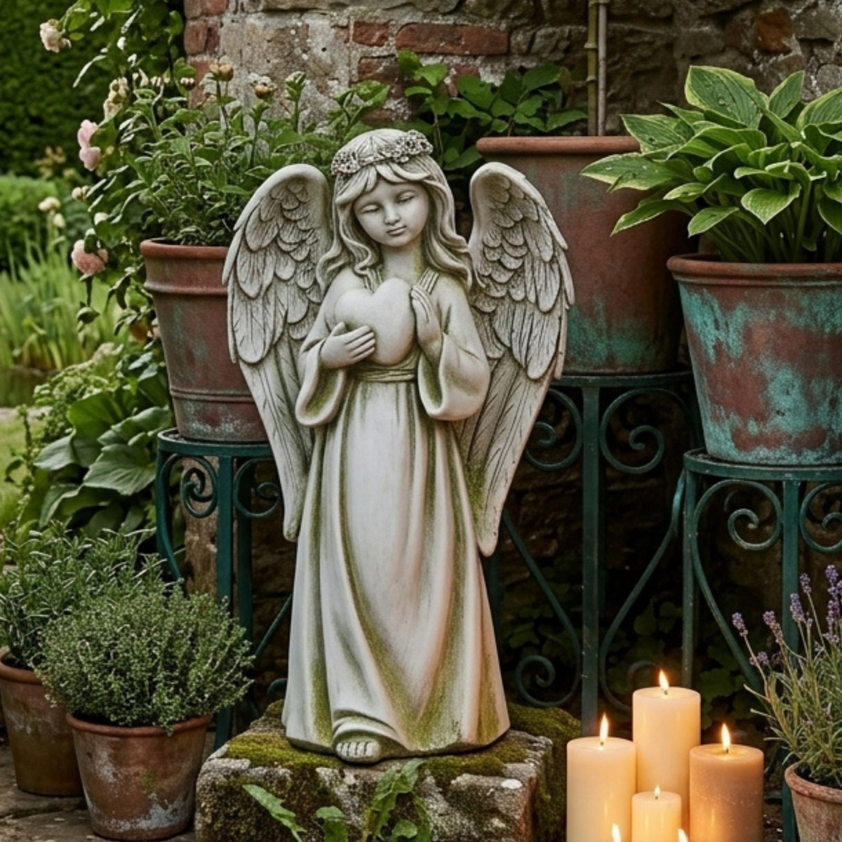 LED Guardian Angel Memorial Statue