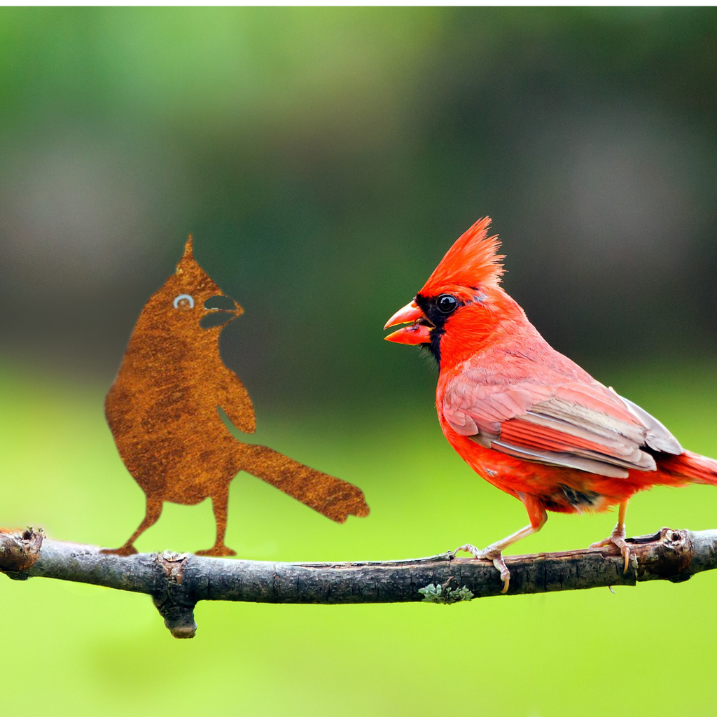 Rusty Metal Cardinal Silhouette Garden Ornaments