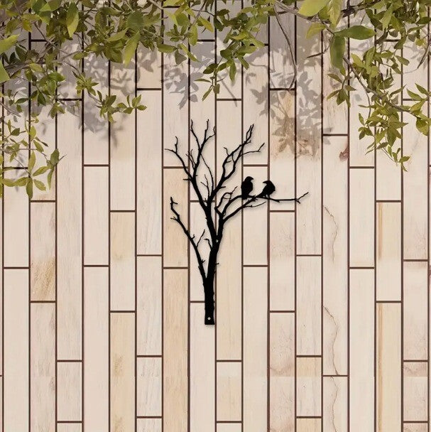 Black Metal Tree with Birds Wall Art