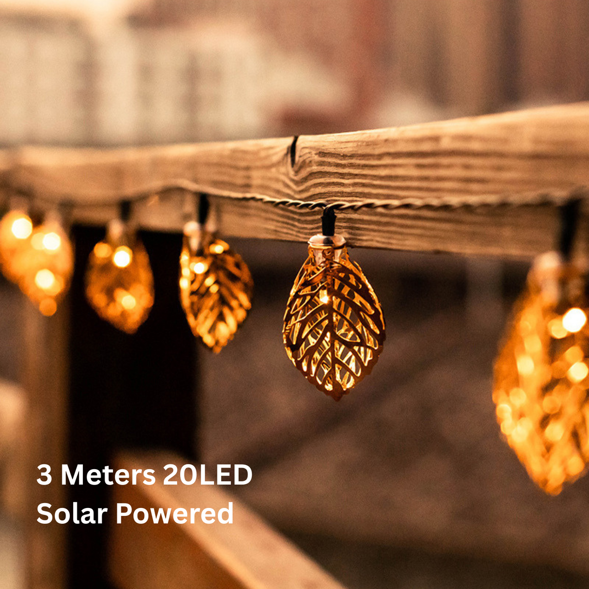 Solar Golden Leaf String Lights