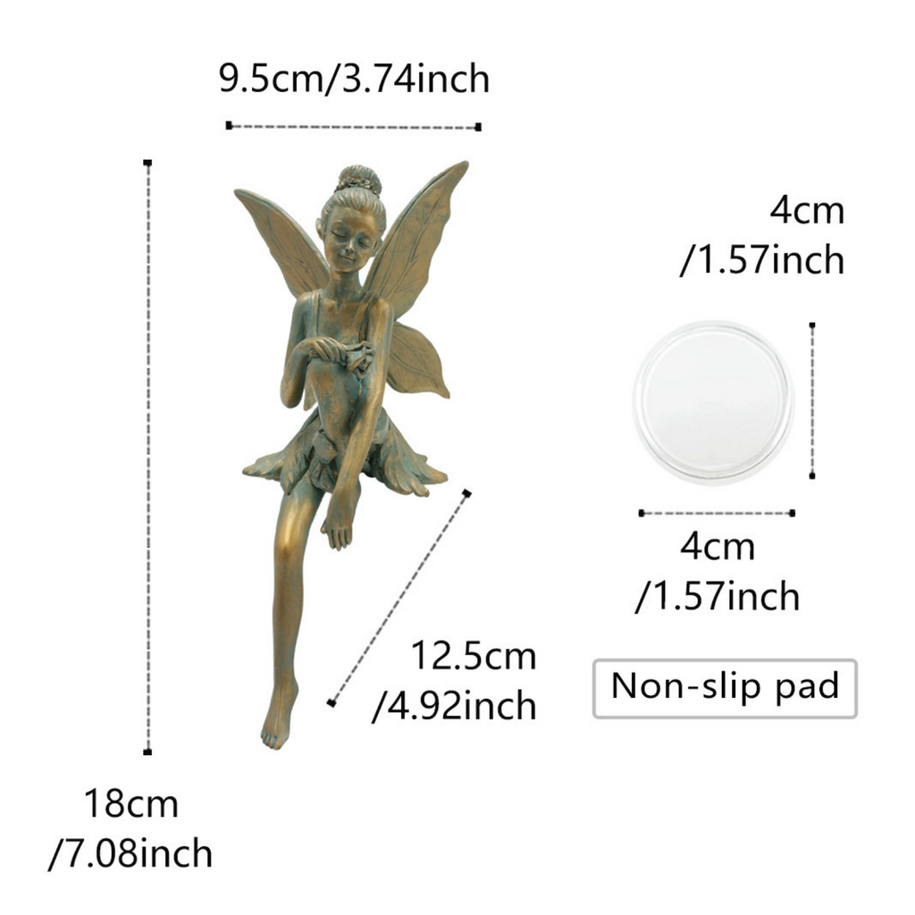 Bronze-Effect Sitting Fairy Statue
