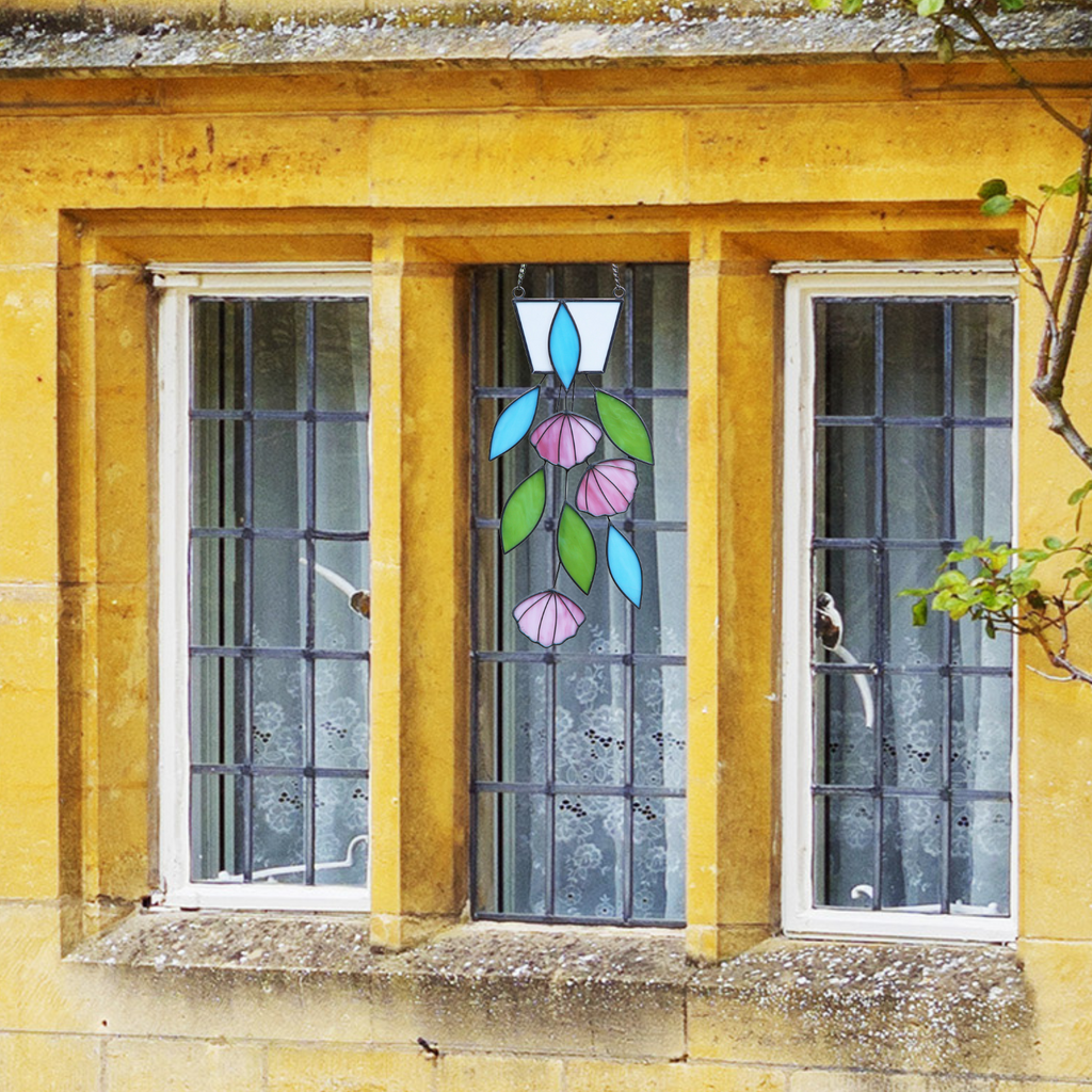 Stained Glass Pink Spring Flower Suncatcher