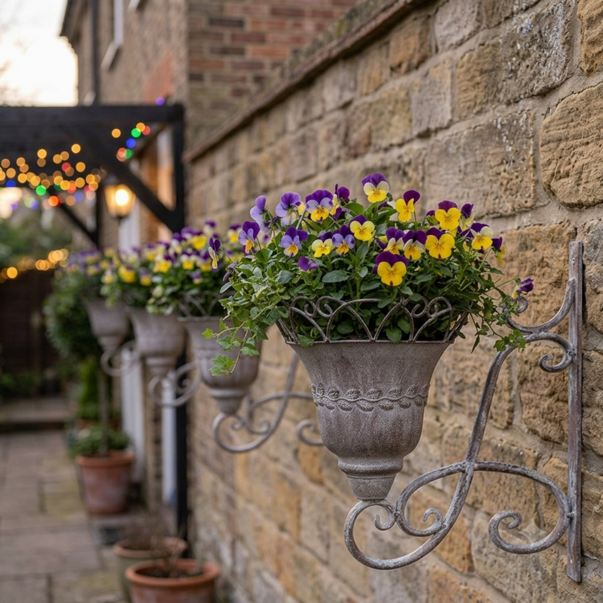 Scrollwork Basket Rustic Metal Wall Planter