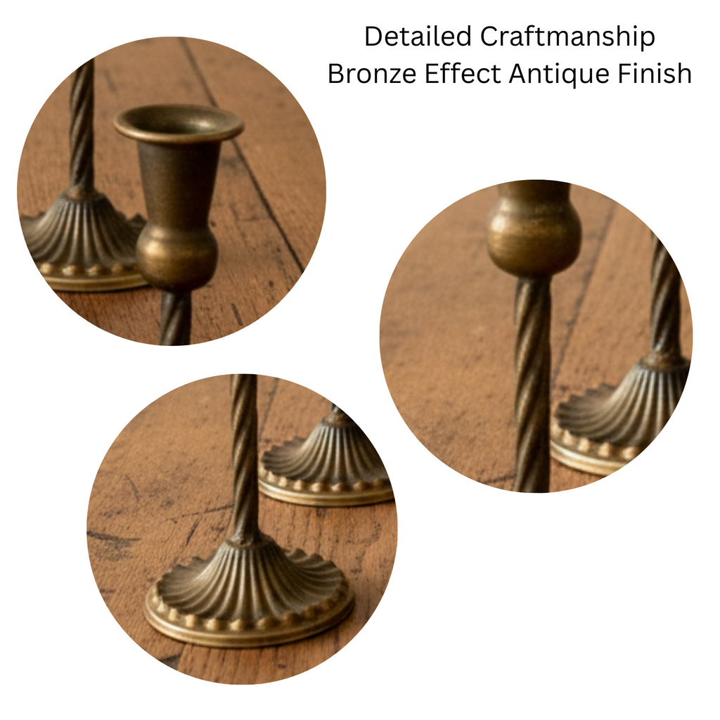Vintage Style Taper Candlestick Holder Set
