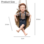 Hanging Boy on Swing Garden Ornament Figurine Rustic Home Decor Gift
