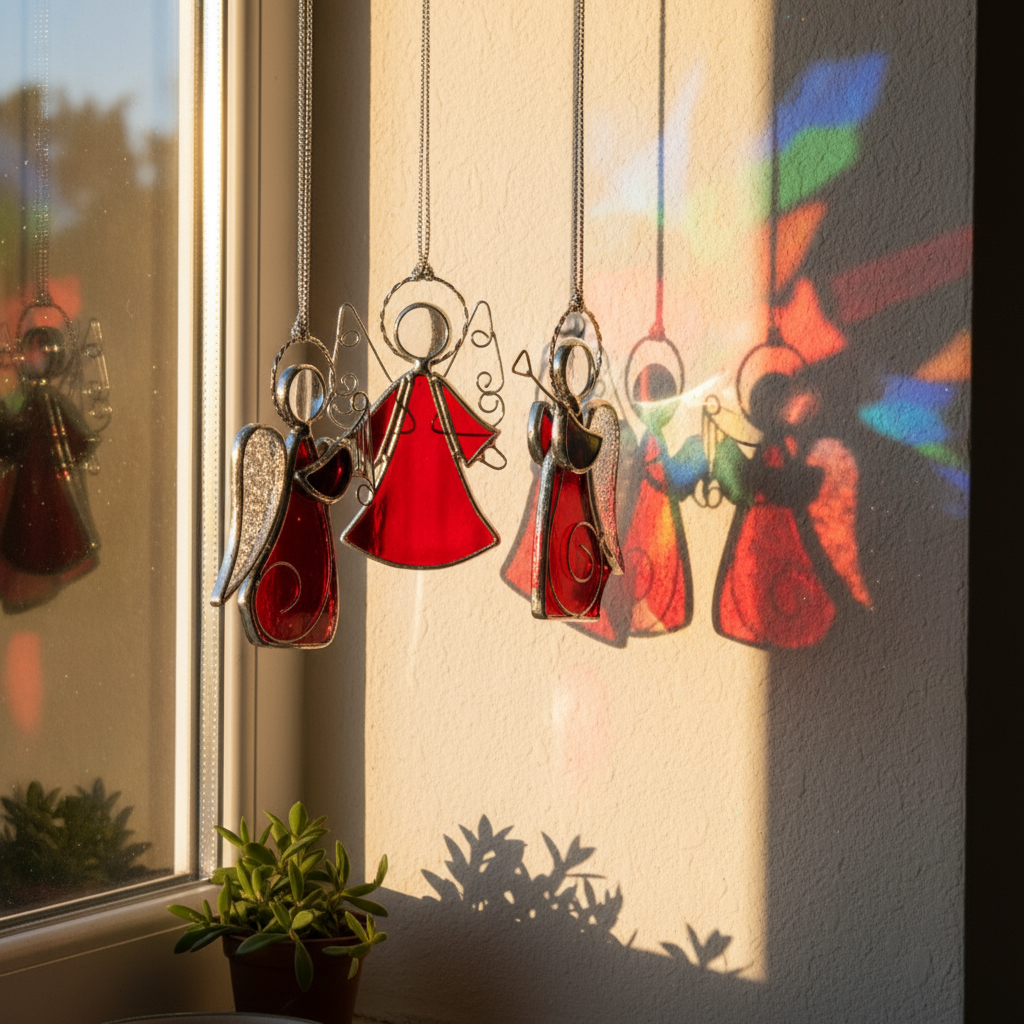 Stained Glass Christmas Angel Ornaments