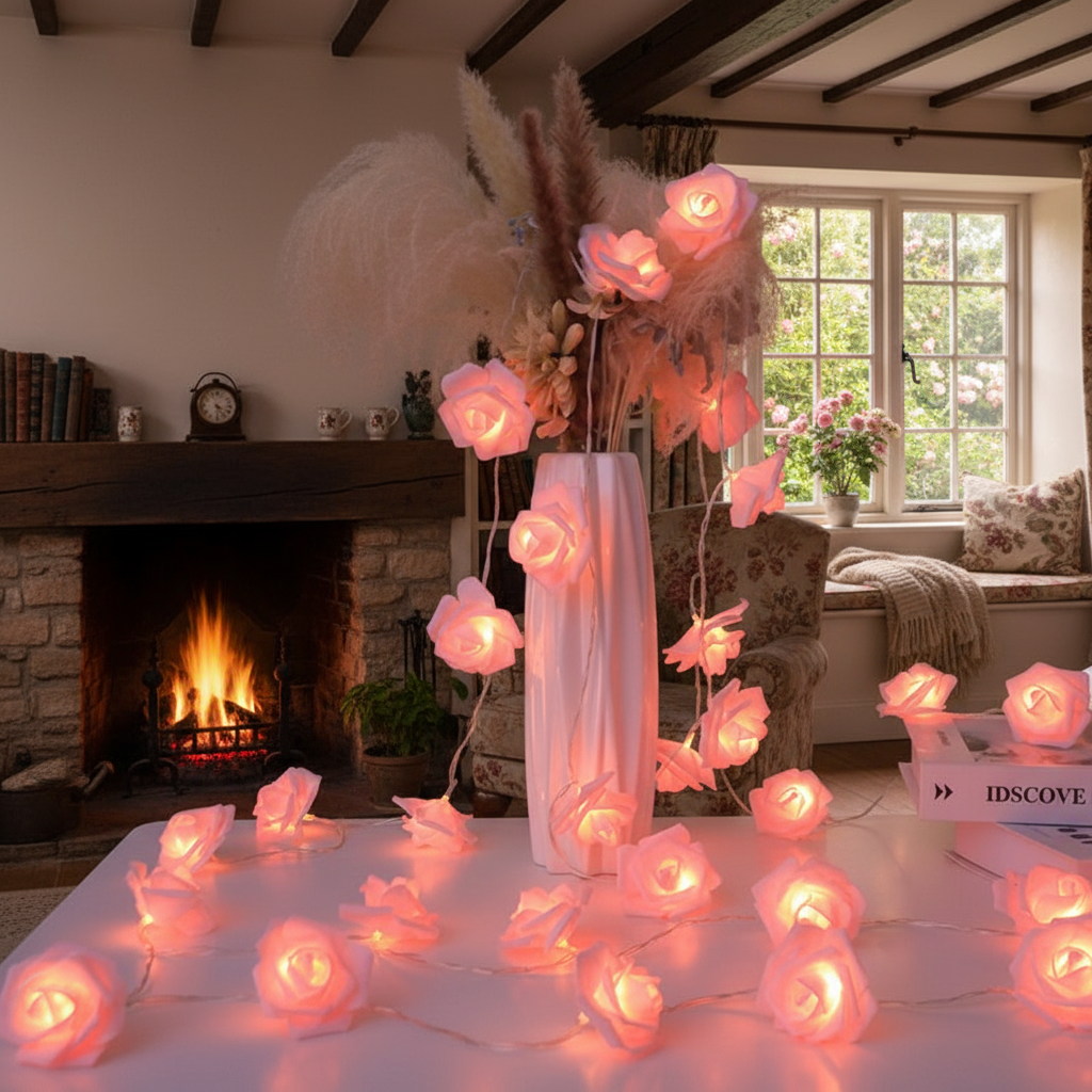Foam Rose LED String Lights - Remote Control