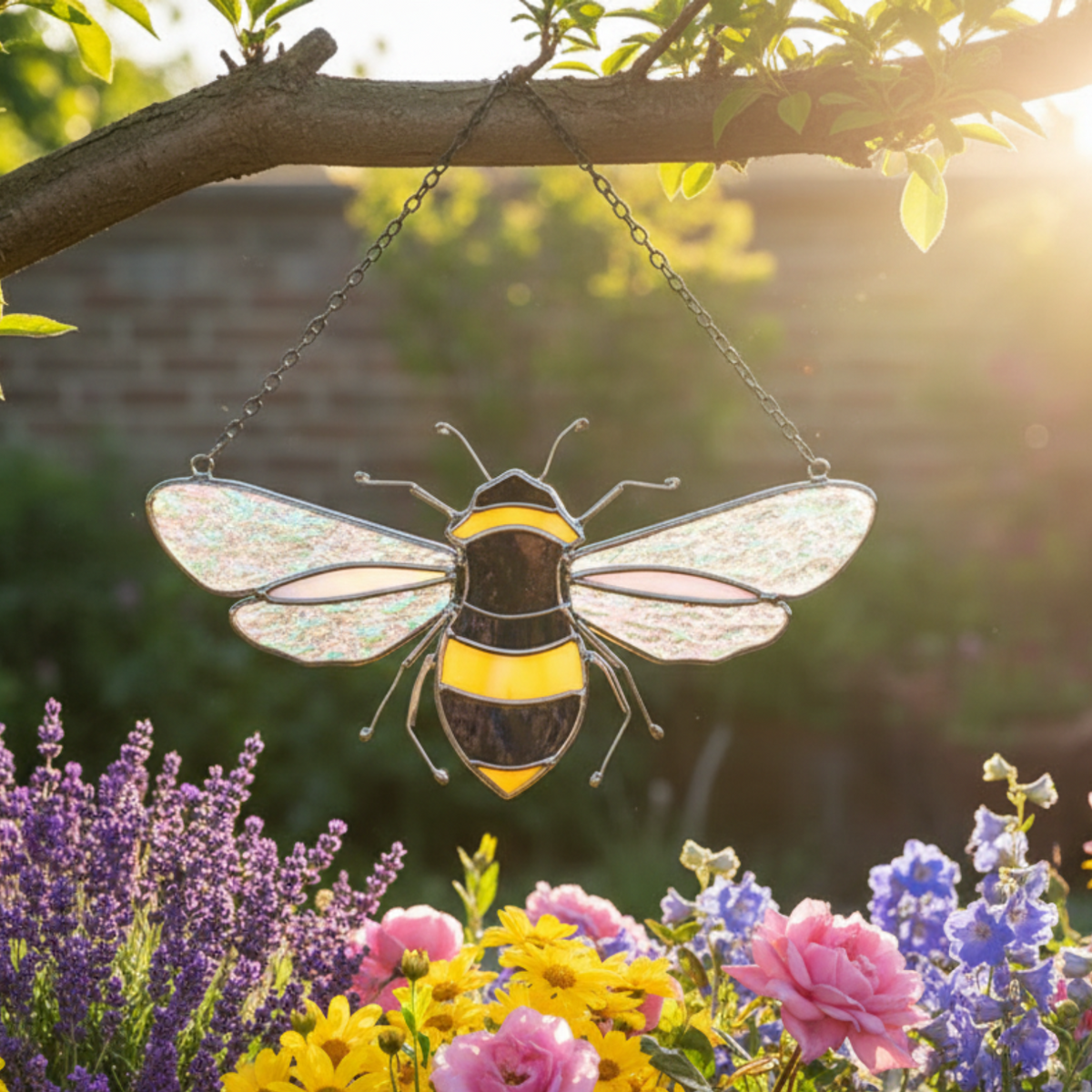 Handmade Stained Glass Bee Window Suncatcher