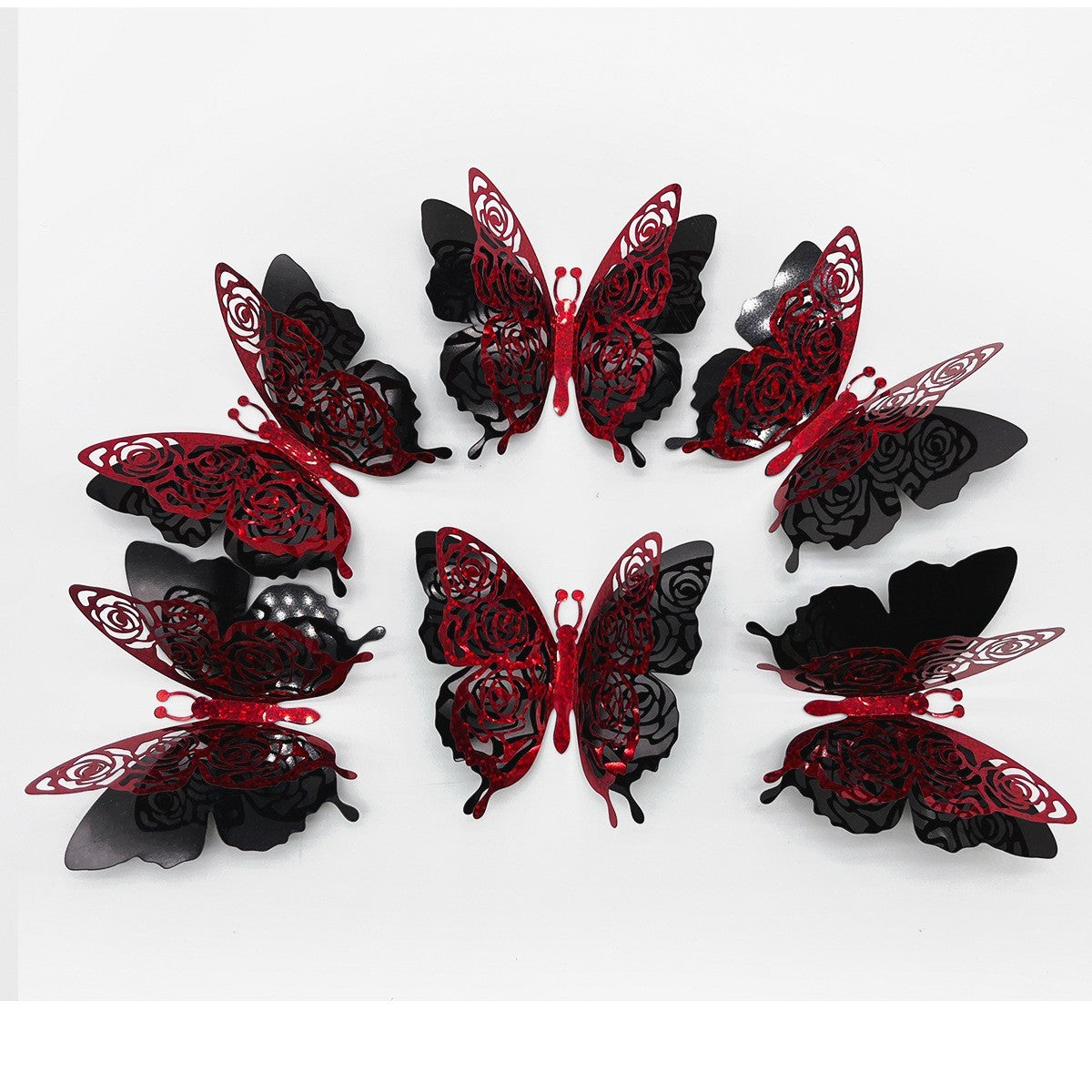 Double Layer Red Metallic Butterfly Wall Stickers