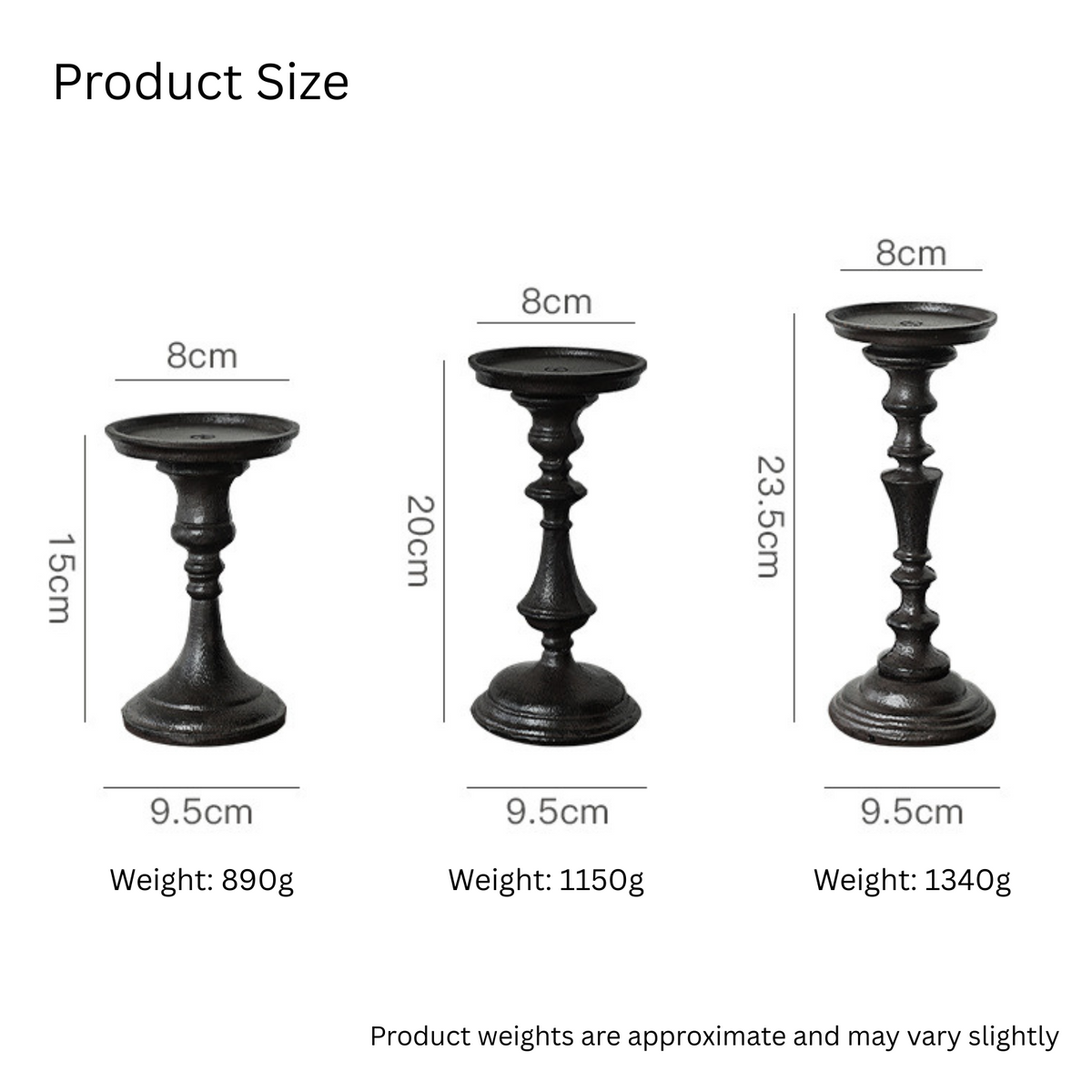 Medieval Cast Iron Candlestick Trio