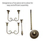Antique Brass Effect Five Arm Floor Candelabra