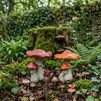 Mushroom Toadstool Garden Ornament Resin Fairy Woodland Decor Red Orange 18cm