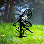 Fairy with Basket Silhouette Garden Stake