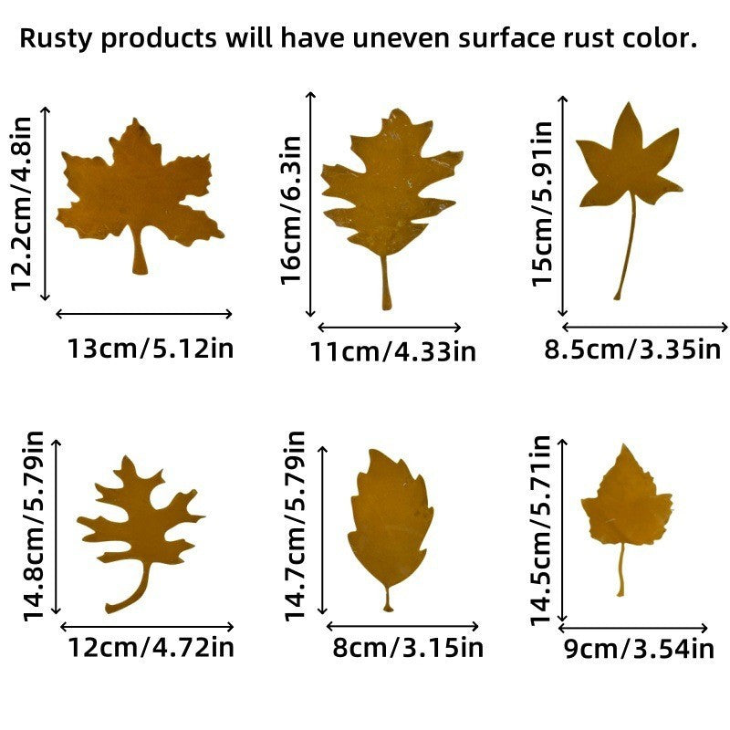 Rusty Metal Autumn Leaf Decorations