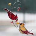 Red Cardinal Memorial Stained Glass Suncatcher