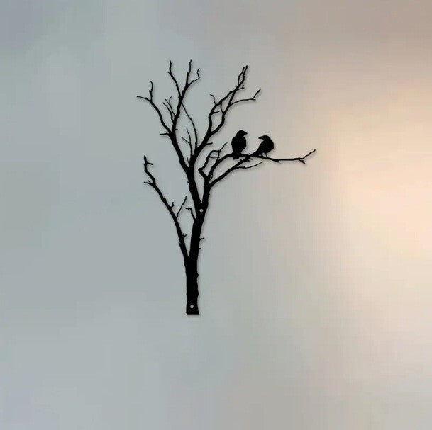 Black Metal Tree with Birds Wall Art