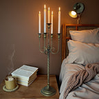 Antique Brass Effect Five Arm Floor Candelabra