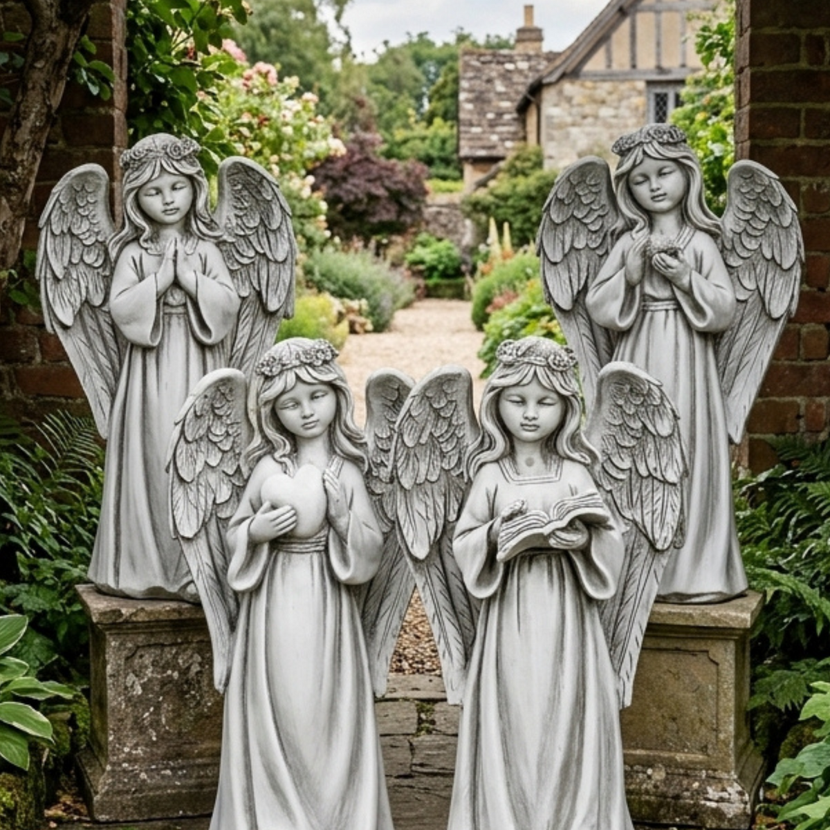 LED Guardian Angel Memorial Statue
