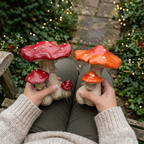 Mushroom Toadstool Garden Ornament Resin Fairy Woodland Decor Red Orange 18cm