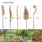 Rusty Metal Fern Silhouette Garden Stakes