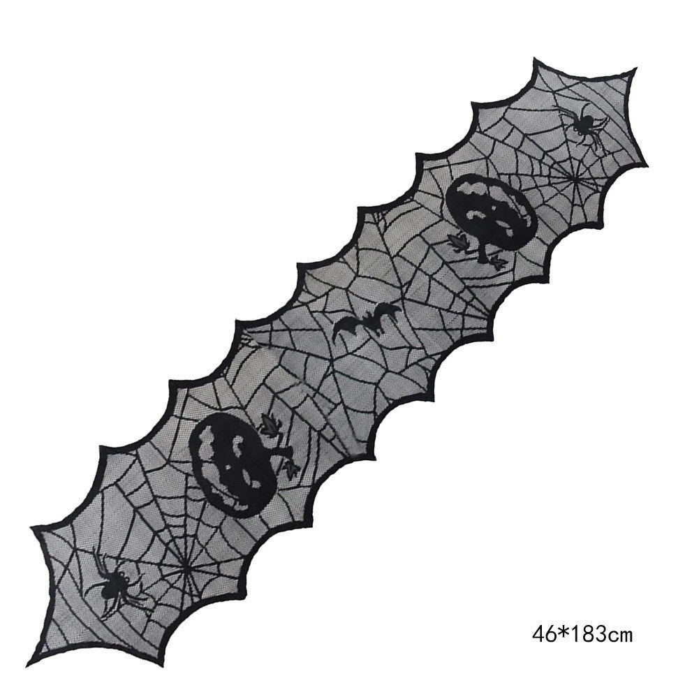 Black Lace Spiderweb Halloween Tablecloth