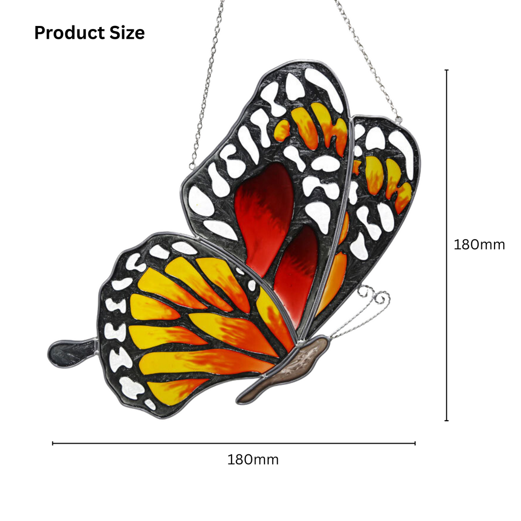 Stained Glass Butterfly Suncatcher, Orange Red