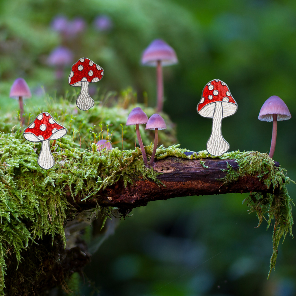 Stained Glass Red Mushroom Suncatchers