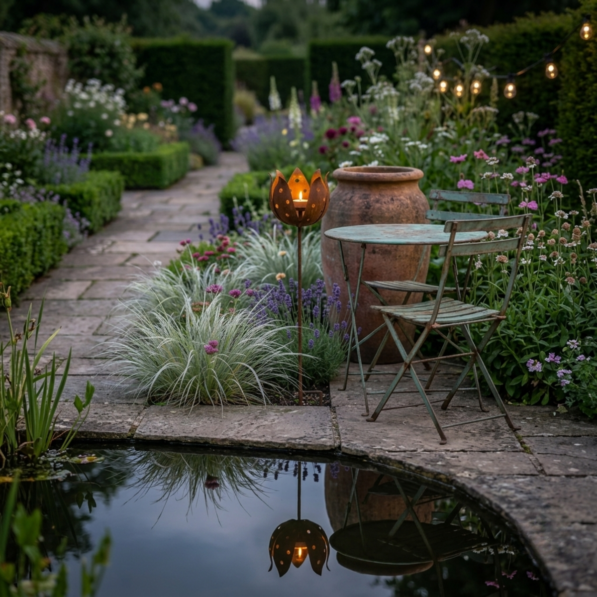 Rustic Tulip Candle Holder Garden Stake