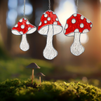 Stained Glass Red Mushroom Suncatchers